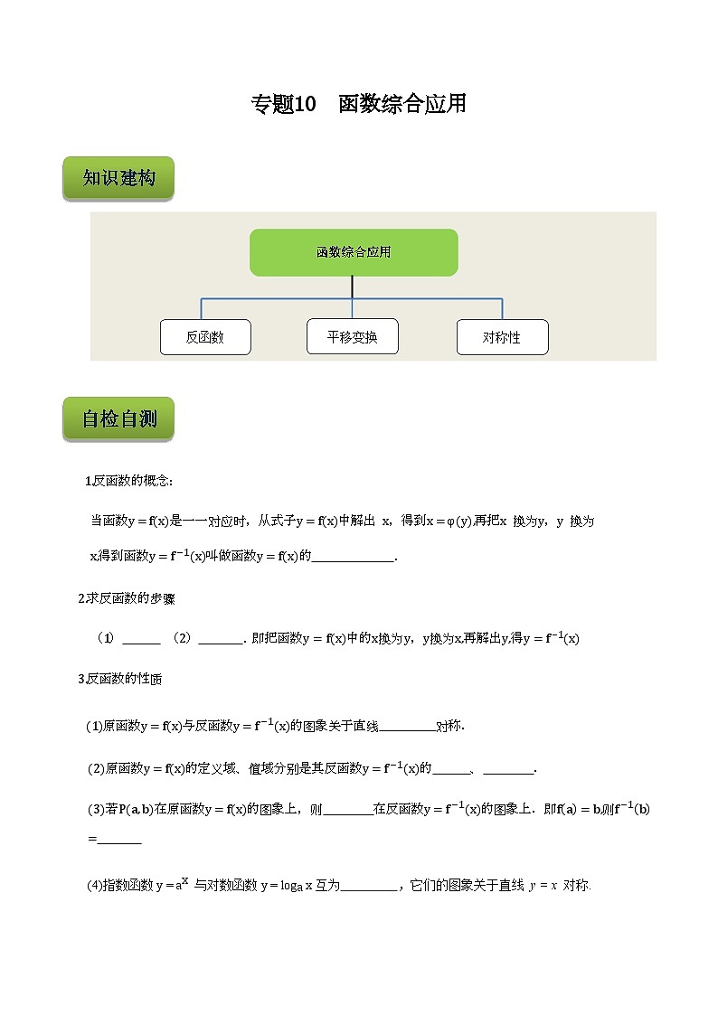 【备战2024年中职高考】中职数学 二轮复习 专题训练 专题10  函数综合应用 -练习第1页
