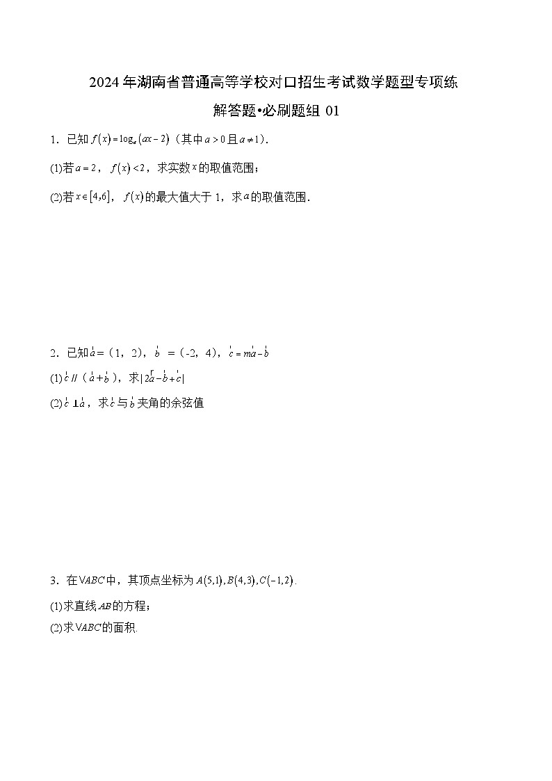 解答题必刷题组（原卷版）01