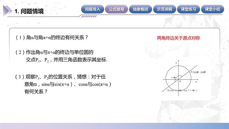 【中职数学】北师大版基础模块上册 第5单元《三角函数》第11课时 诱导公式2（关于原点对称的角） 课件第5页