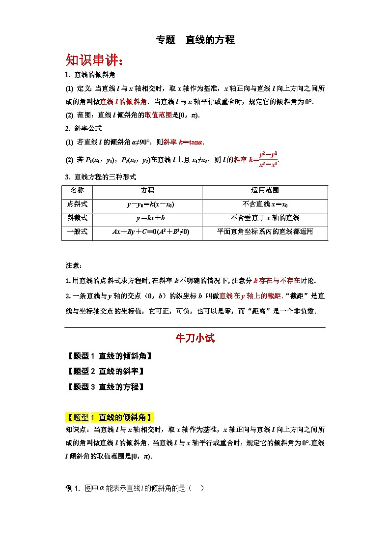 直线的方程-【中职专用】高一数学（高教版2021•基础模块 下册）01