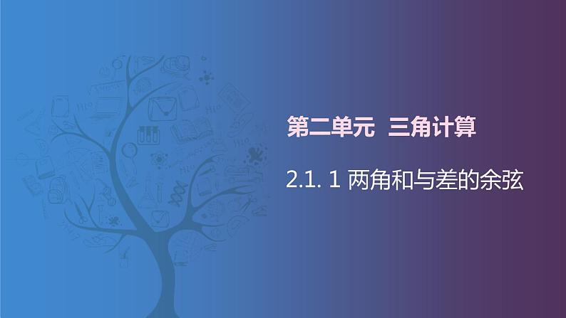 北师大版中职数学拓展模块一 上册 2.1.1 两角和与差的余弦（课件+教案）01