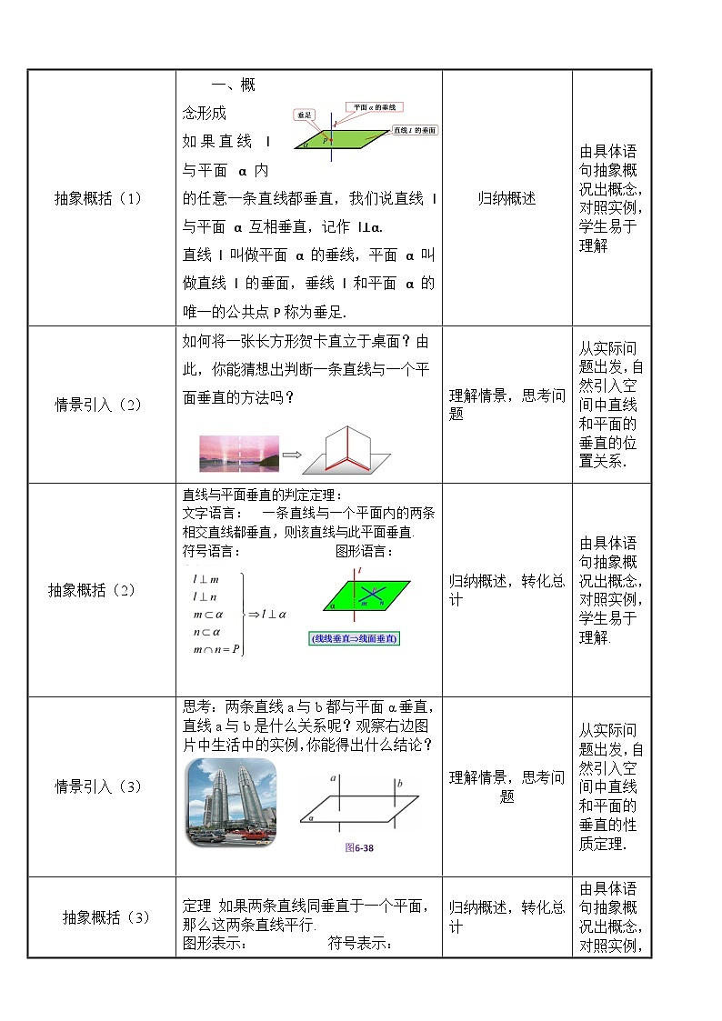 北师大版《中职数学（拓展模块一上册）》第53课 直线与平面垂直 教学设计第2页