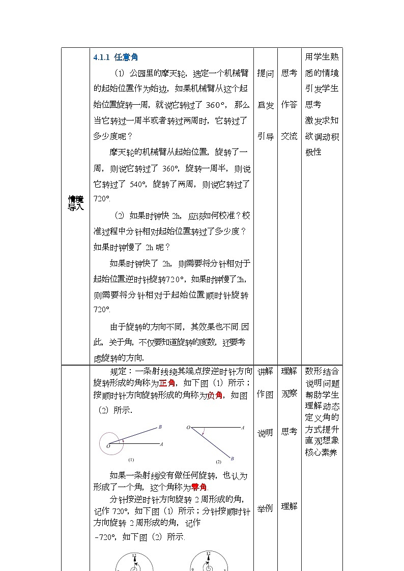 中职数学 高教版（2021·十四五）基础模块上册 4.1角的概念的推广  PPT课件+教案+课内练习题答案02