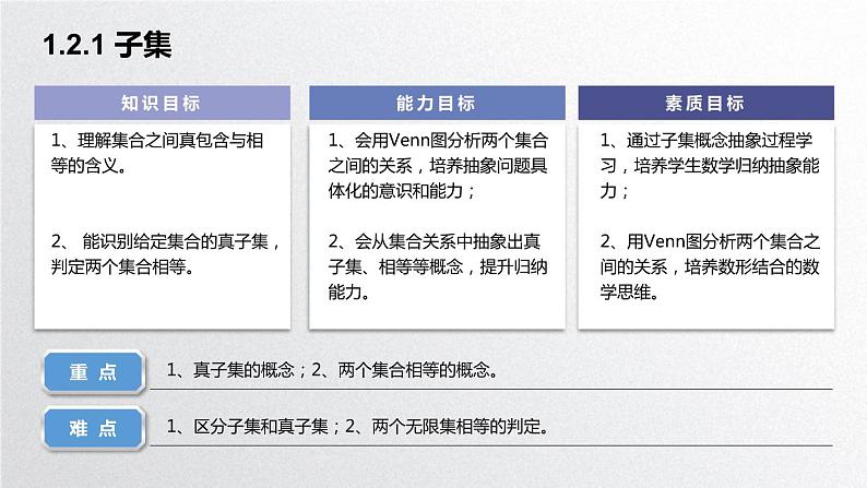 中职数学北师大版基础模块上册1.2.2 真子集与相等集合 课件+教案02