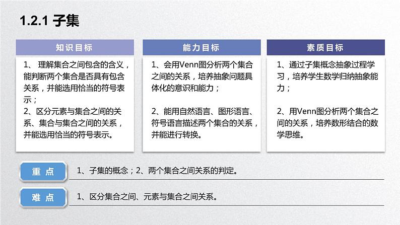 中职数学北师大版基础模块上册1.2.1 子集 课件+教案02