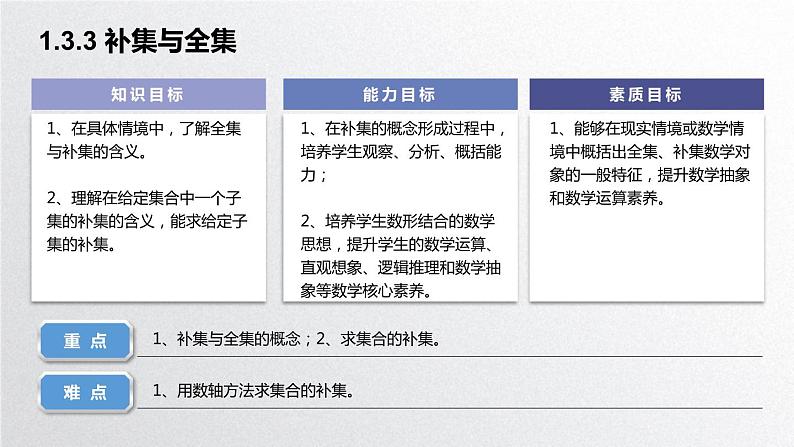 中职数学北师大版基础模块上册1.3.3 全集与补集 课件+教案02