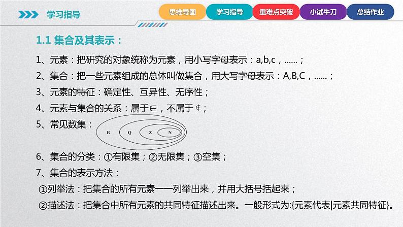 中职数学北师大版基础模块上册 第一章集合 单元小结06