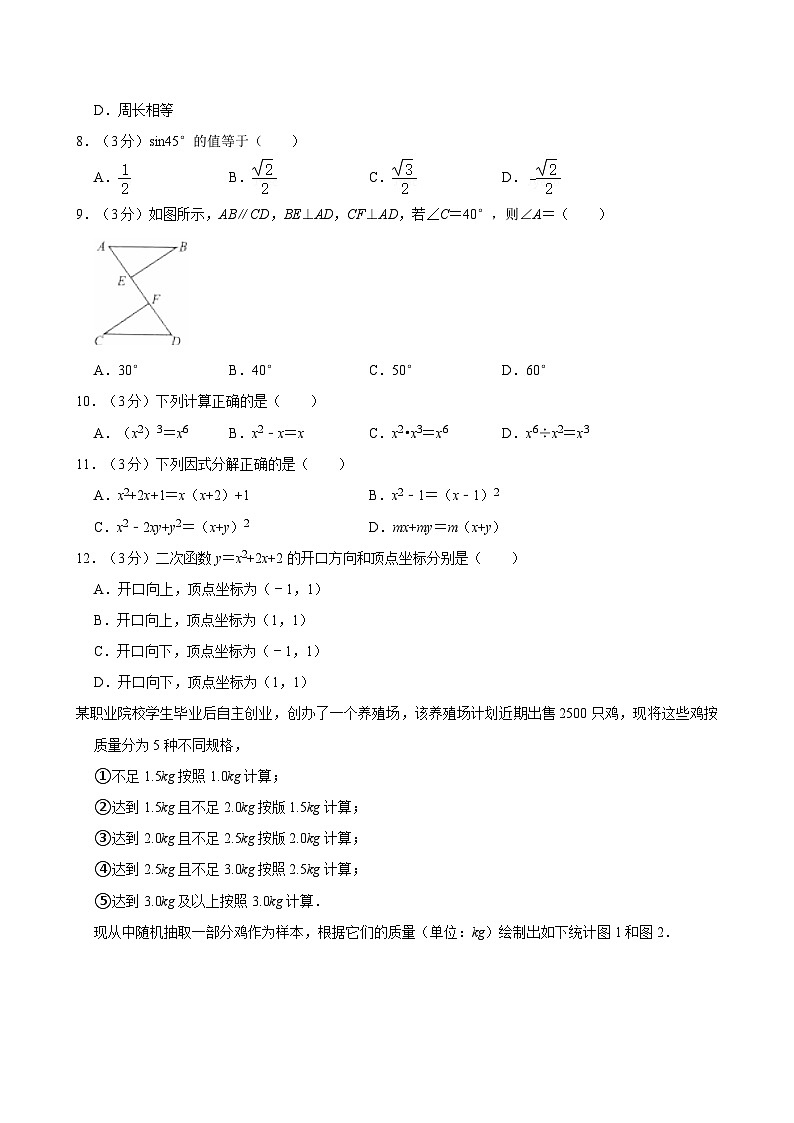 2023-2024学年四川省成都市中等职业学校高一（上）调研数学试卷02