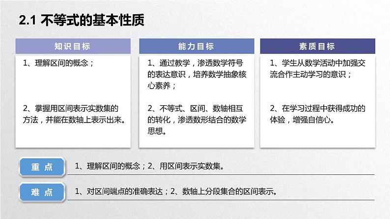 中职数学北师大版基础模块上册2.2 区间 课件+教案02