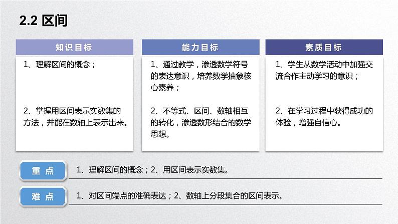 中职数学北师大版基础模块上册2.2 区间 课件+教案02