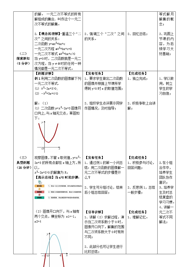 中职数学北师大版基础模块上册2.3.2 一元二次不等式的基本解法 课件+教案03
