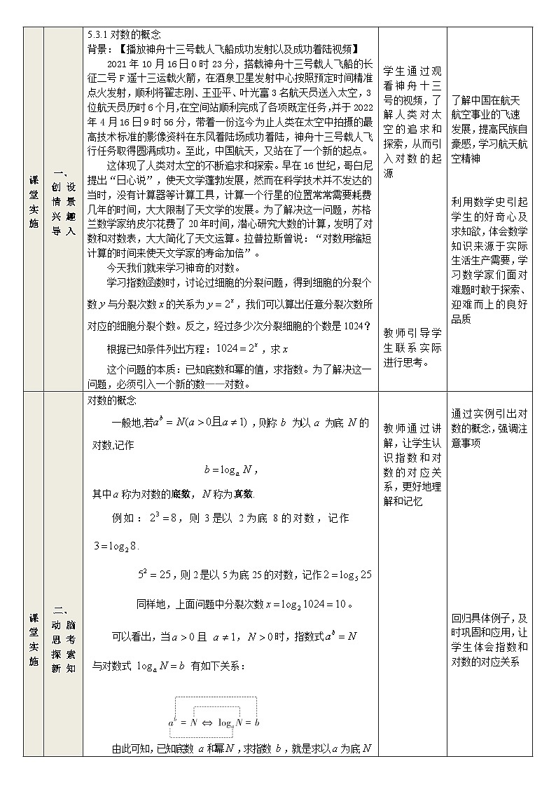5.3 对数-中职数学教学设计（高教版2021基础模块 下册）第2页