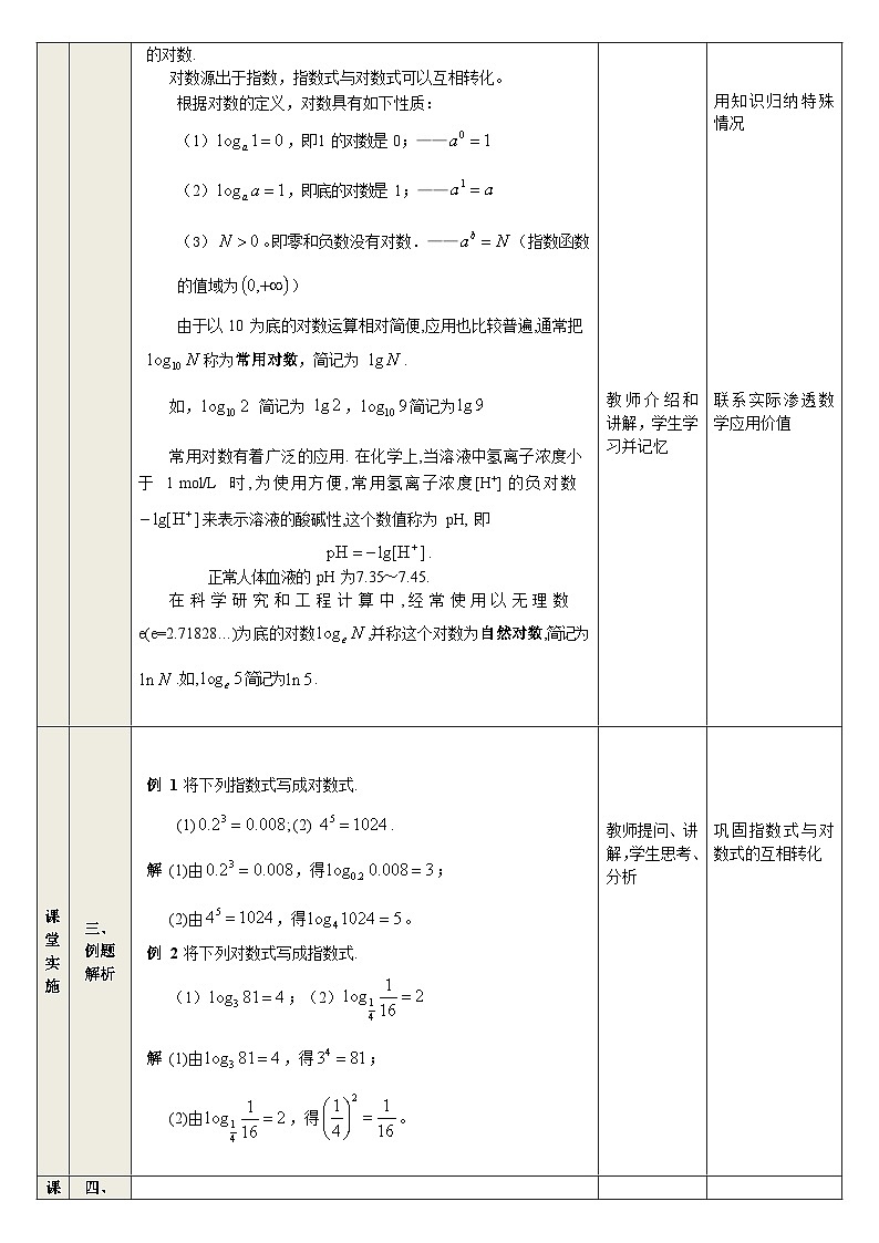 5.3 对数-中职数学教学设计（高教版2021基础模块 下册）第3页