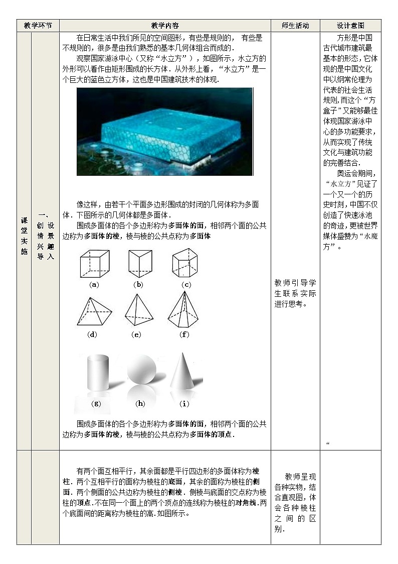 7.1 多面体-中职数学教学设计第2页