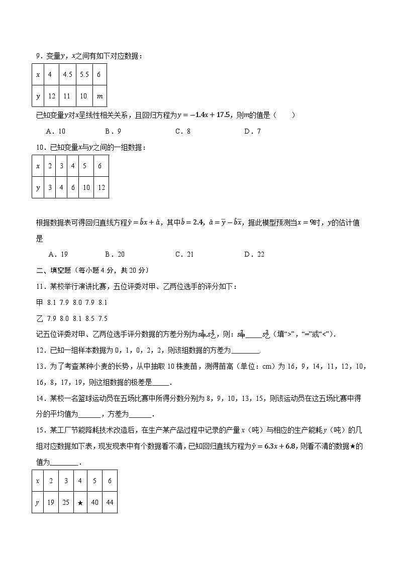 第10章 统计（单元测试）-【中职专用】高二数学同步课堂（高教版2021·拓展模块一下册）02