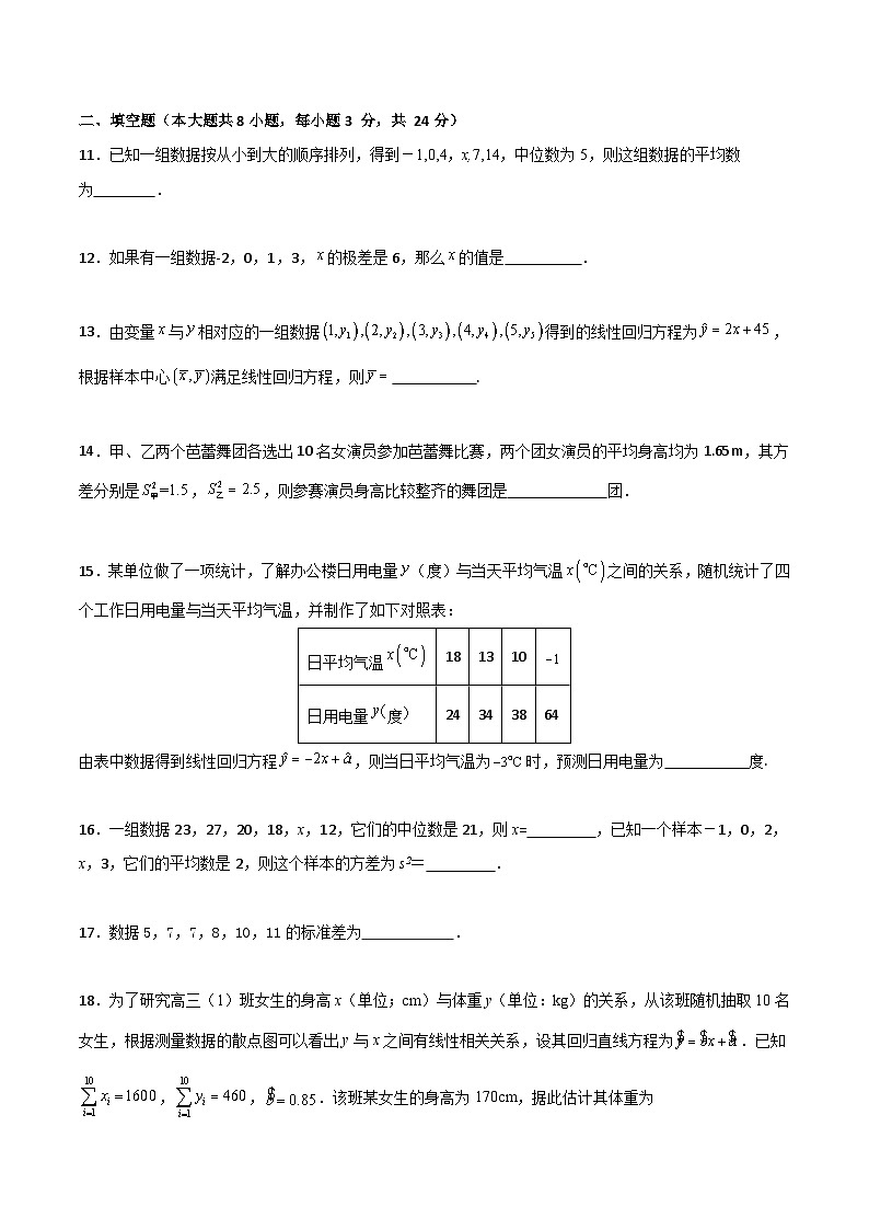 专题10 统计（专题测试）-【中职专用】高二数学下学期期末复习讲与练（高教版2021·拓展模块下册）03