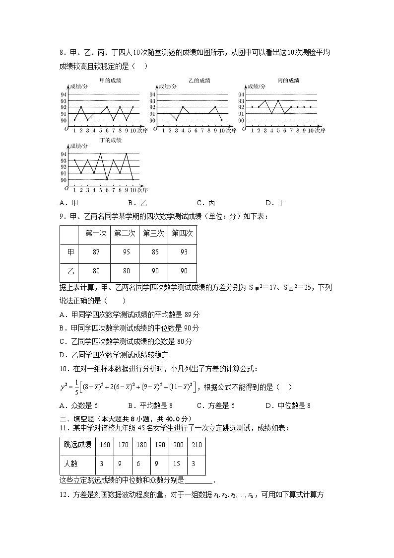 专题10 统计（专题测试）-【中职专用】高二数学下学期期末复习大串讲（高教版2021·拓展模块一下册）03