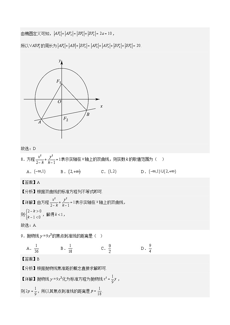 第3章 圆锥曲线（单元重点知识测试）-【中职专用】高二数学同步课堂（高教版2021·拓展模块一上册）03