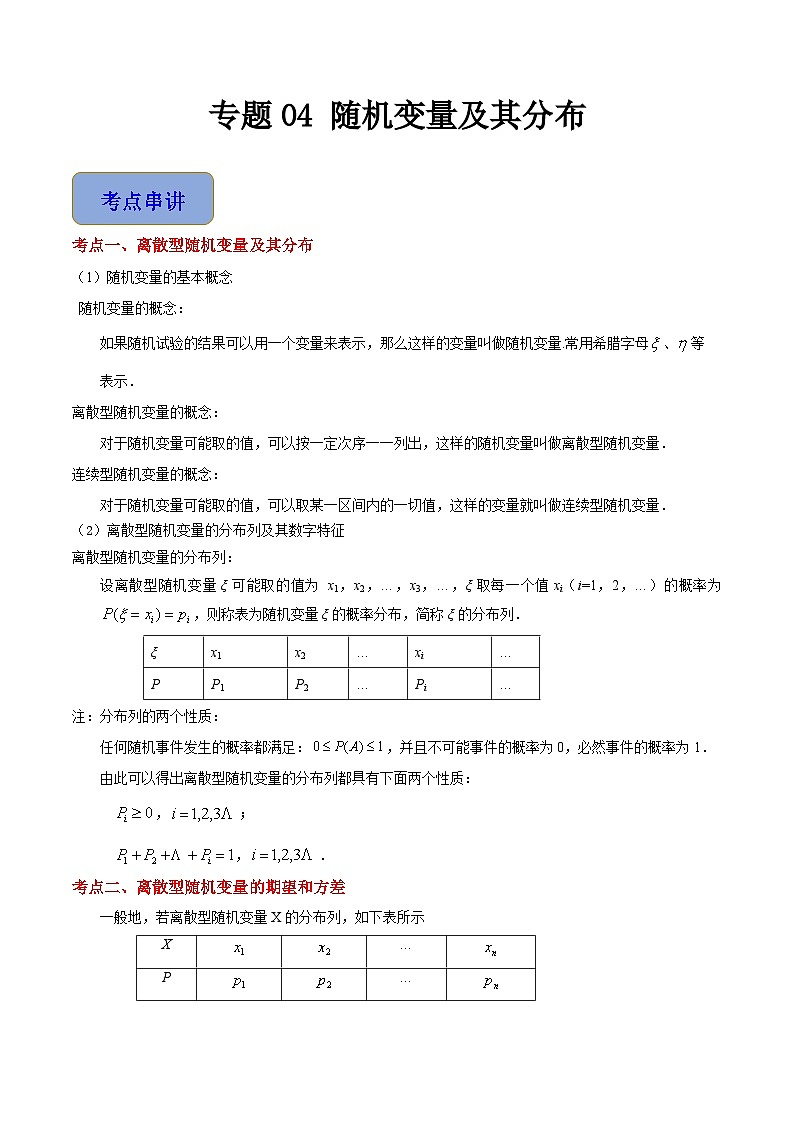 专题09 随机变量及其分布（练习）-【中职专用】高二数学下学期期末复习讲与练（高教版2021·拓展模块下册）01