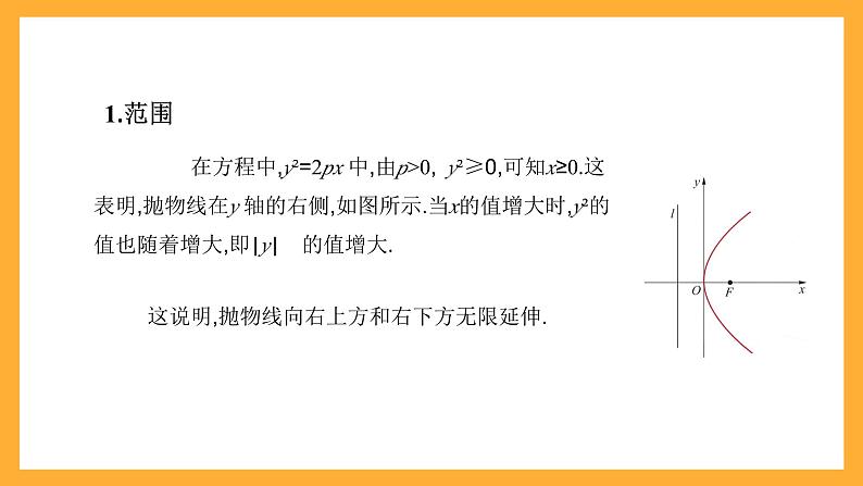 【中职课件】高教版（2021）数学基础模块一（上册）3.3.2《抛物线的几何性质》2课时 课件第5页