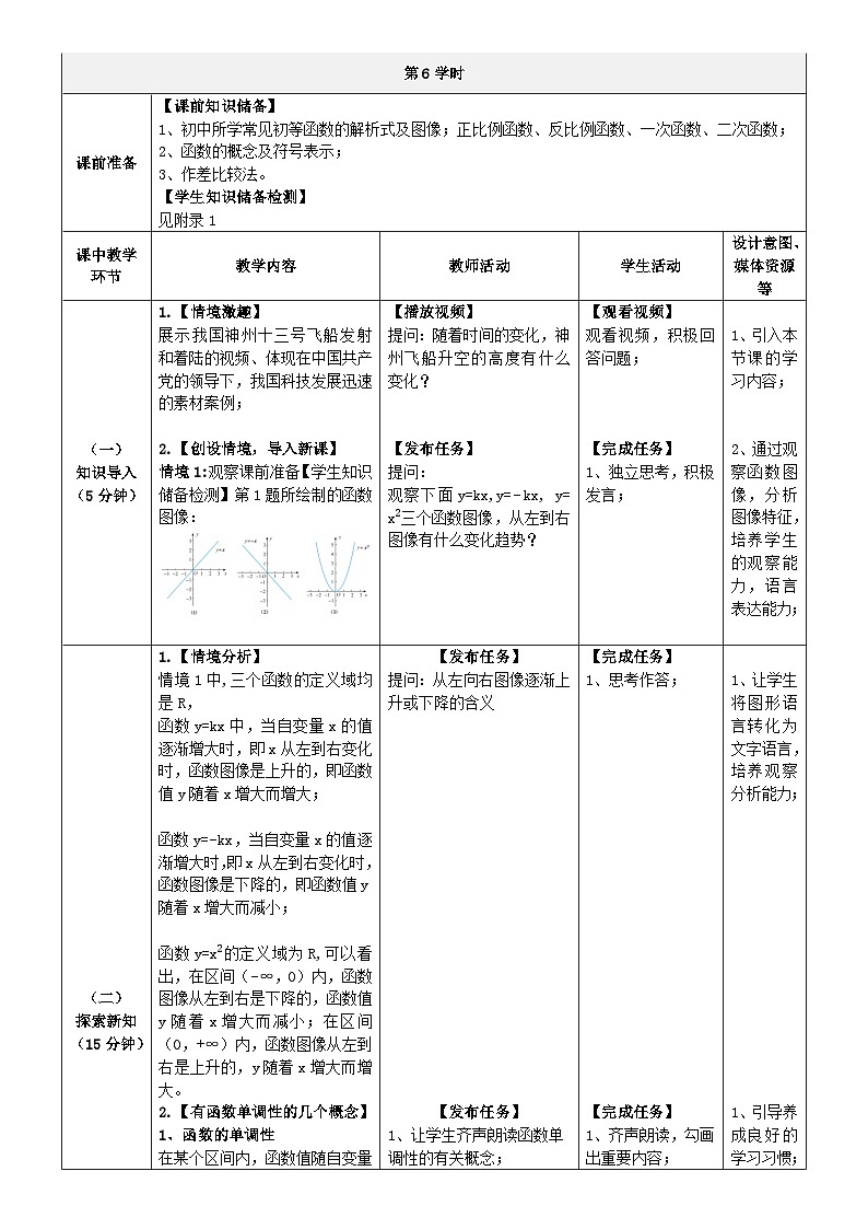 《函数》单元第6-7课时（函数的单调性）教学设计第2页