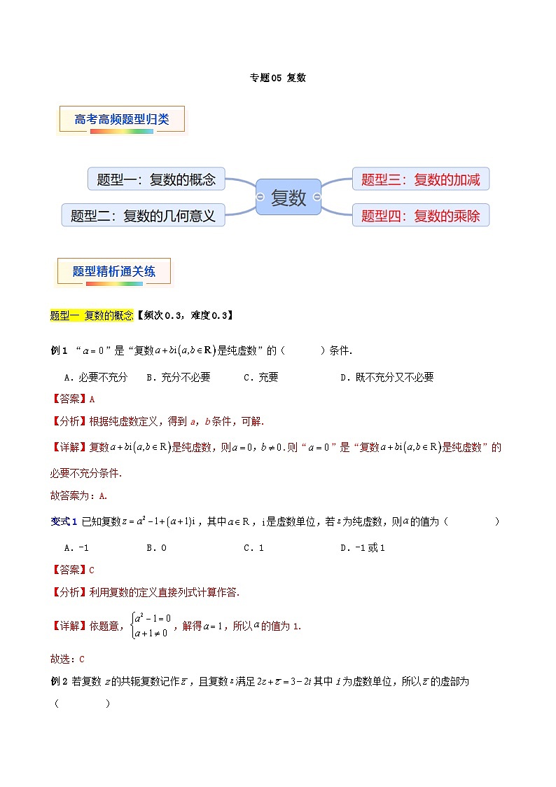 专题05 复数-【中职专用】中职高二数学题型精析通关练（高教版2023·拓展模块一上册）（解析版）第1页