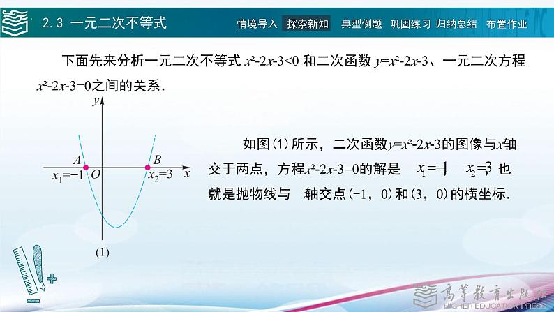 高等教育出版社 数学基础模块（上册）第二章 第三节一元二次不等式 PPT课件第5页