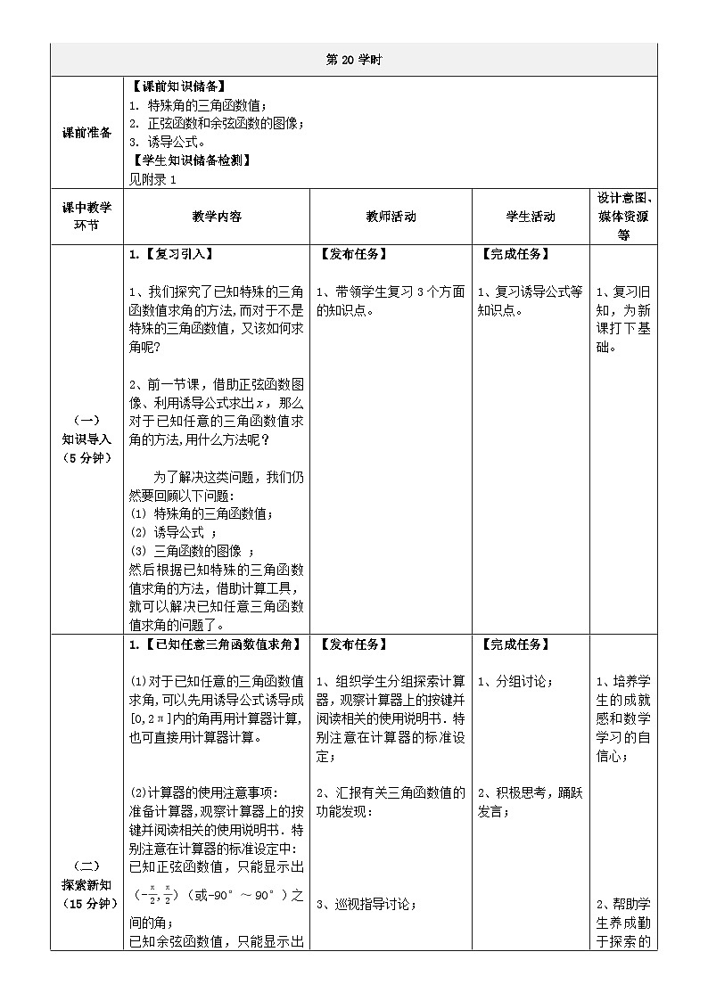 中职数学北师大版基础模块上册5.8.2 已知任意三角函数的值求角 课件+教案02