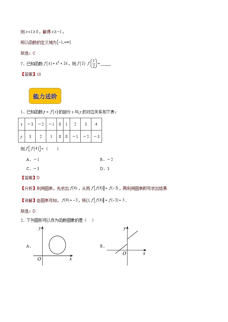 【中职专用】（高教版2021十四五基础模块上册）数学 3.1函数的概念（分层作业）（解析版）第3页