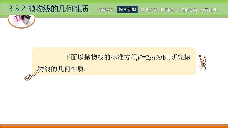 3.3.2抛物线的几何性质 中职数学高教版（2021~十四五）拓展模块一上册PPT课件第3页