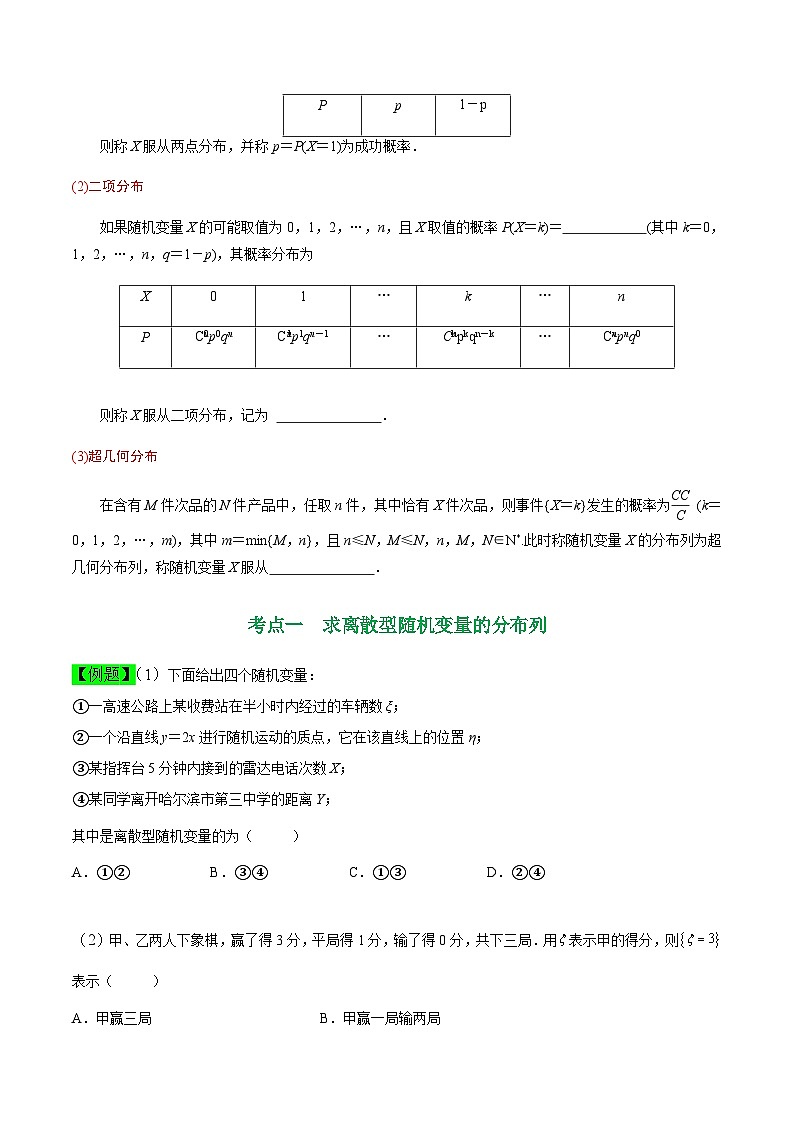 中职高考数学一轮复习讲练测11.3 离散型随机变量及其分布列（讲）（原卷版）第2页