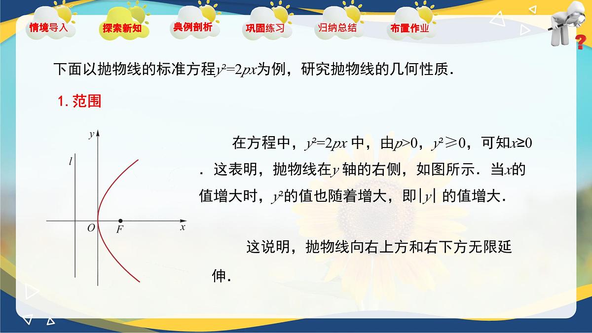 3.3.2 抛物线的几何性质（课件）-【中职专用】高二数学课堂（高教版2023修订版拓展模块一上册）第4页