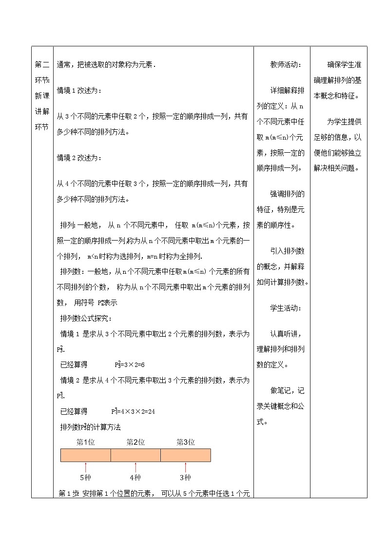 高教版2023修订版·高教版拓展模块 8.2.1 排列 教学设计第3页