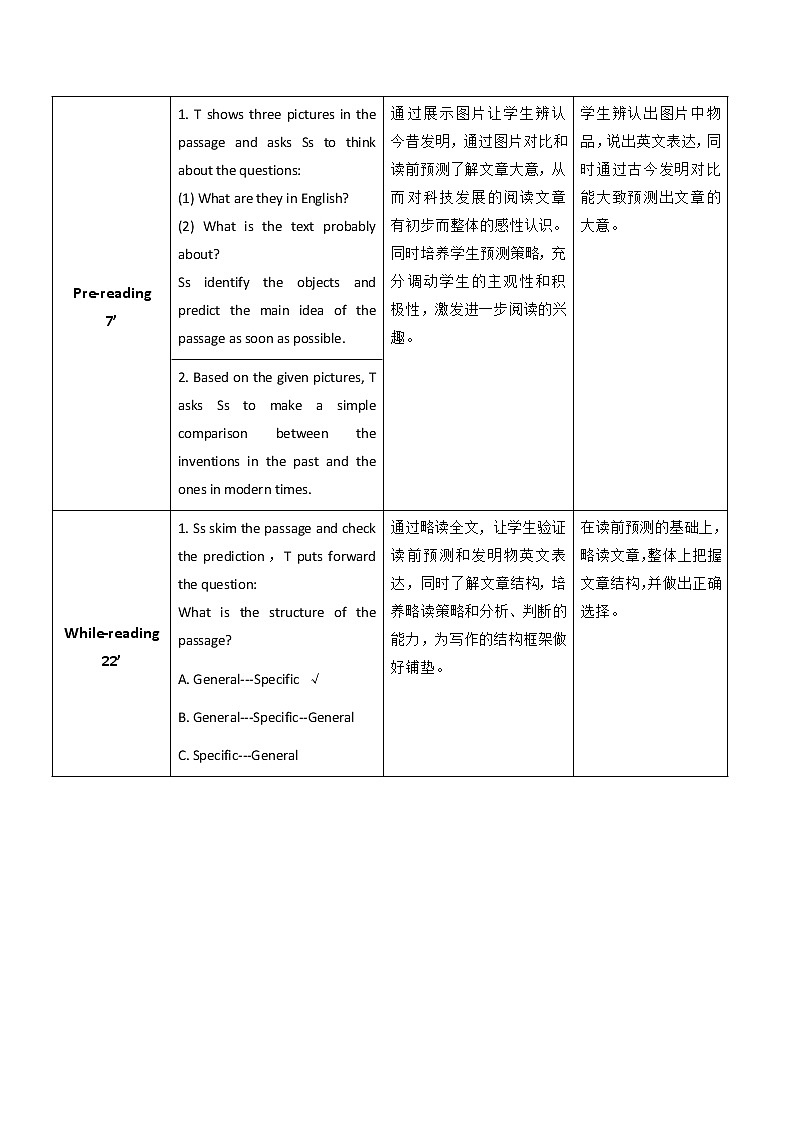 Unit 7 Inventions Make Life Better P2 Reading and Writing (1) 教案（表格式）02