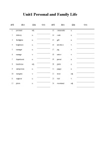中职英语高教版（2021）基础模块1Unit 1 Personal and Family Life优秀一课一练
