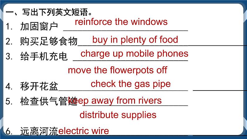 Unit 7 When Disaster Strikes 单元综合练习课件-中职英语外研版（2021）基础模块102