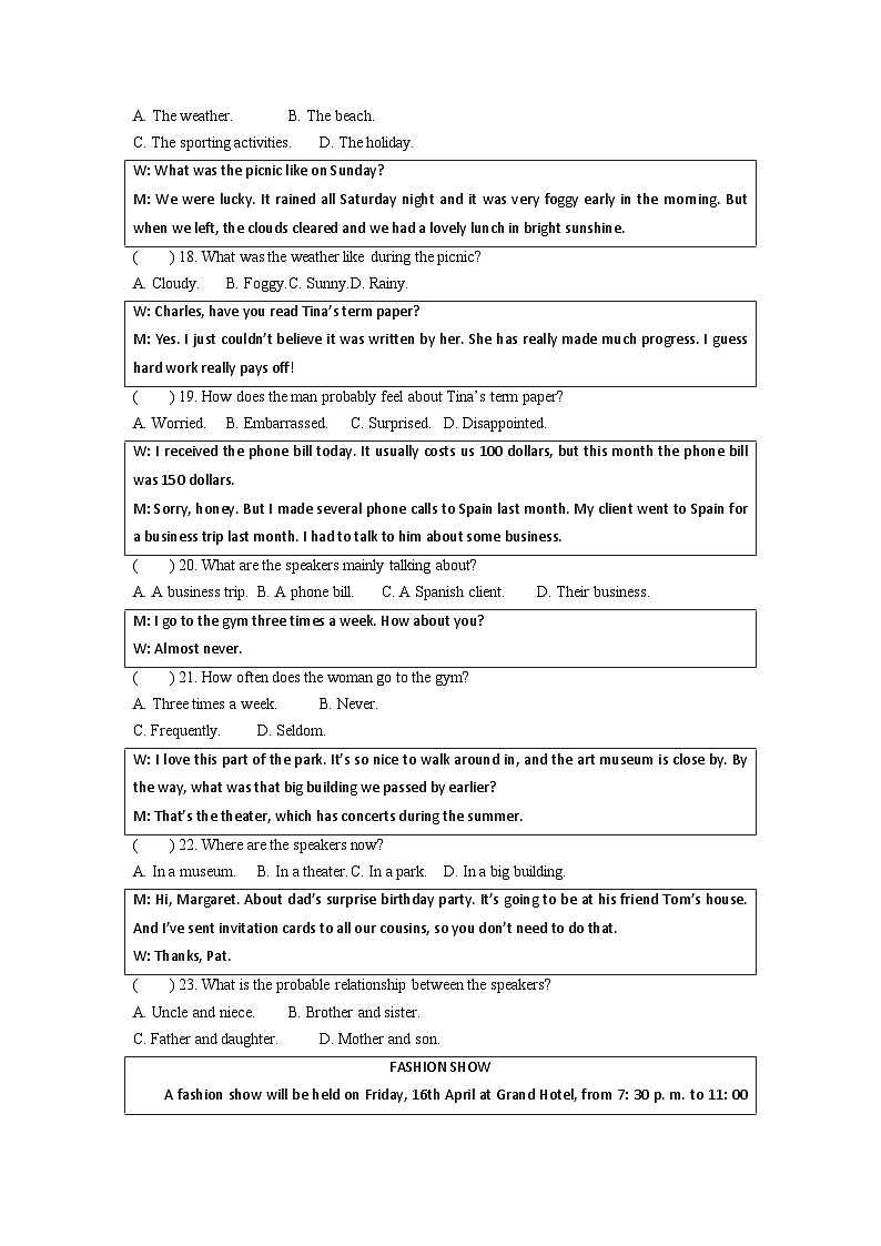 冲刺卷2——备考2023中职高考英语冲刺模拟卷 （江苏适用）03