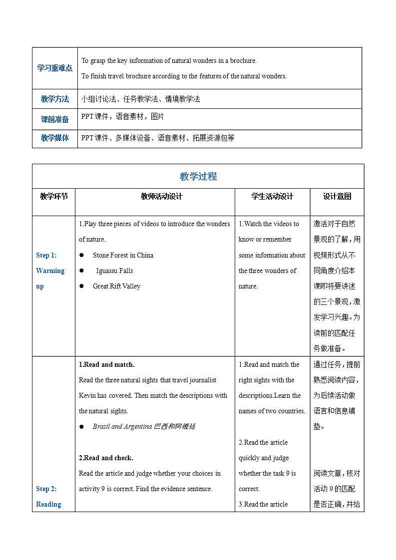【中职专用】高中英语  高教版2021·基础模块3 Part 3-4 Unit 5 Natural Wonders in the World教案02