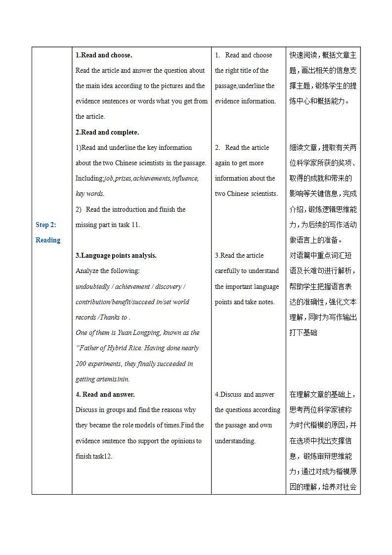 【中职专用】高中英语  高教版2021·基础模块3 Part+3-4+Unit+8+Role+Models+of+the+Times教案03