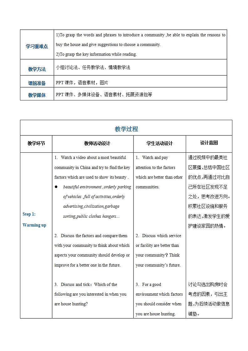 【中职专用】高中英语  高教版2021·基础模块3 Part3-4 Unit2 Community Life教案第2页