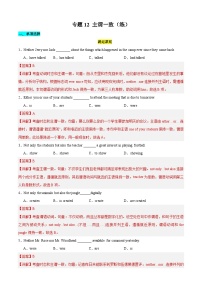 【专题复习】（河南地区）2024年中职高考英语 一轮复习 专题12-主谓一致（练）