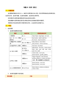 【专题复习】（河南地区）2024年中职高考英语 一轮复习 专题01-名词（讲义）