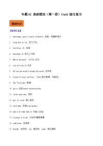 【寒假作业】中职英语 外研版 基础模块一 高一英语寒假提升 专题 02 Unit1  综合复习-练习