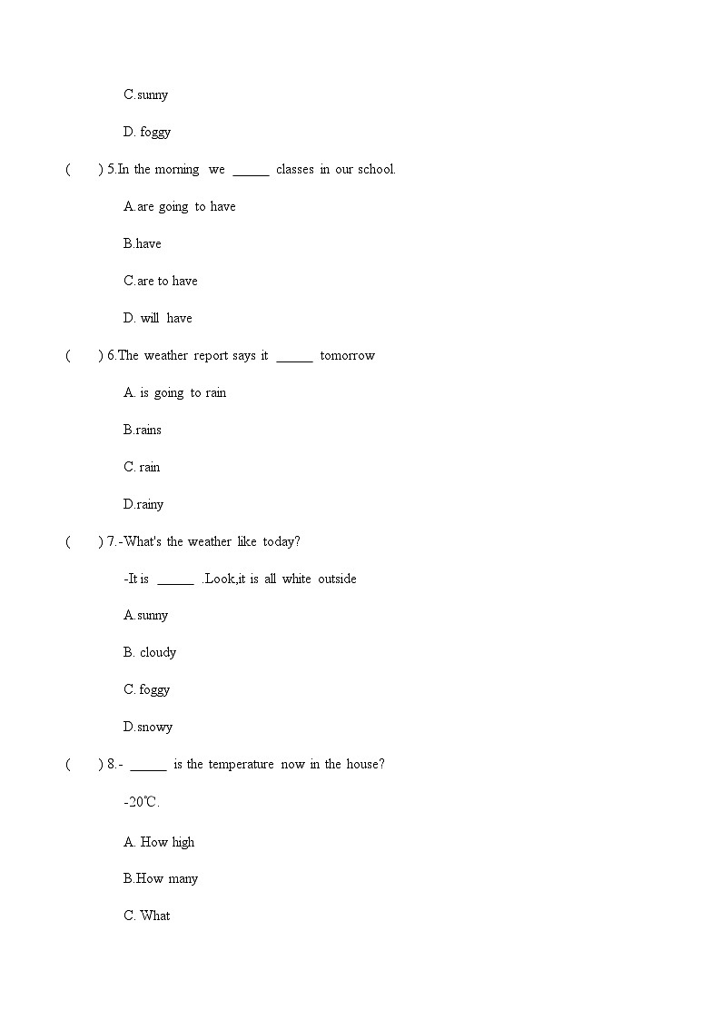 【寒假作业】中职英语 外研版 基础模块一 高一英语寒假提升 专题 04 Unit 3 综合复习（过关检测）-练习02
