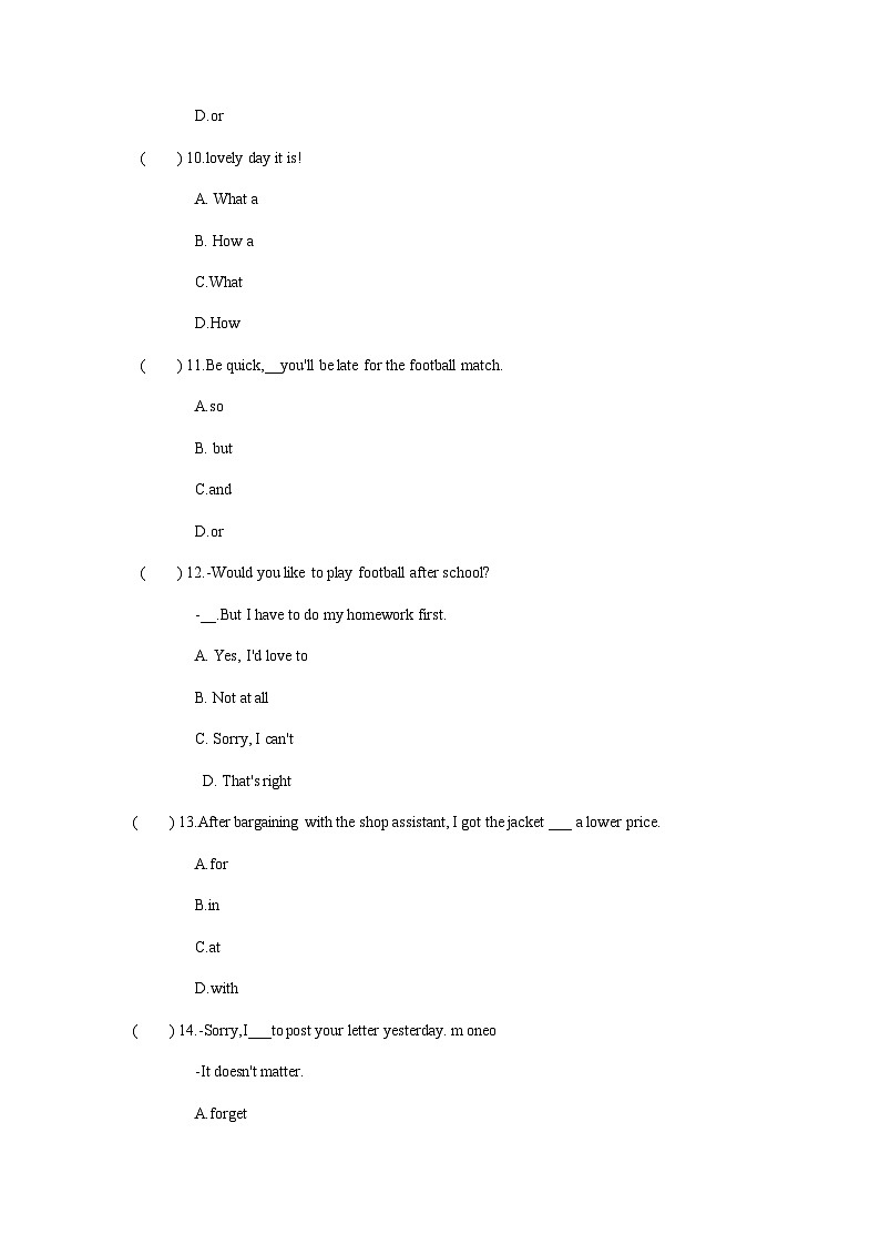 【寒假作业】中职英语 外研版 基础模块一 高一英语寒假提升 专题 06 Unit 5 综合复习（过关检测）-练习03