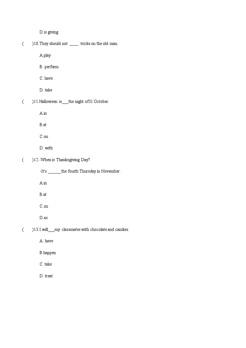 【寒假作业】中职英语 外研版 基础模块一 高一英语寒假提升 专题 11 Unit 10 综合复习（过关检测）-练习03
