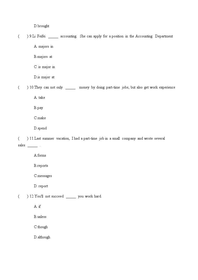【寒假作业】中职英语 外研版 基础模块第二册  高二寒假提升专题 10  Unit 10 综合复习（过关检测）03