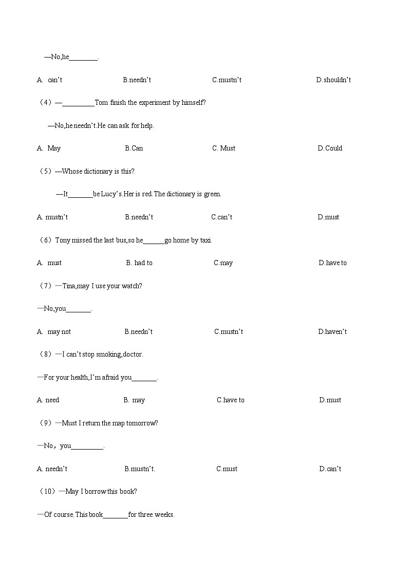 【寒假作业】中职英语 高教版2021 基础模块1 高一寒假提升训练 unit8 People and Events-练习（原卷版）第2页