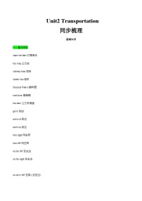 【寒假作业】中职英语 高教版2021 基础模块1 高一寒假提升 Unit2 Transportation知识清单