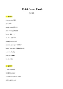 【寒假作业】中职英语 高教版2021 基础模块2 高二寒假提升 Unit8 Green Earth知识清单